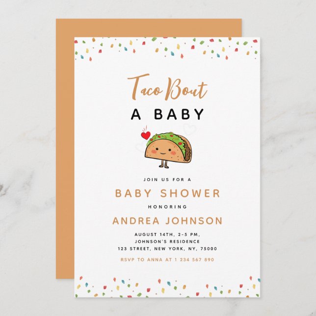 Taco Bout Baby Fiesta Groovy Retro Baby Shower Invitation (Front/Back)