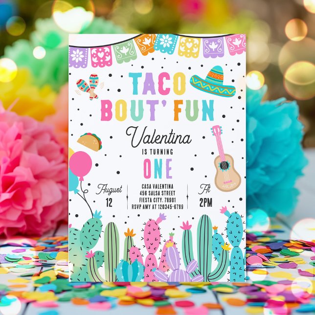 Taco Bout' Fun 1st Birthday Fiesta Mexican Party Invitation (Creator Uploaded)