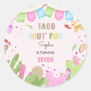 Taco bout fun fiesta mexican first birthday classic round sticker