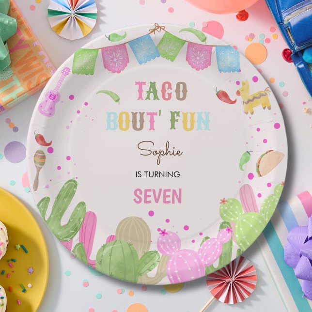 Taco bout fun fiesta mexican girl birthday paper plate (Creator Uploaded)