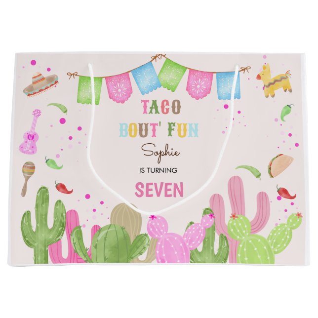Taco bout fun fiesta mexican kids birthday large gift bag (Front)