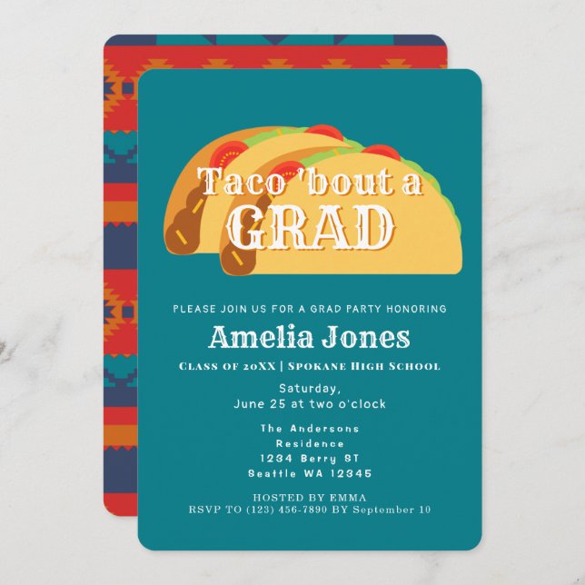 Taco Bout GRAD Graduation Party Invitation (Front/Back)