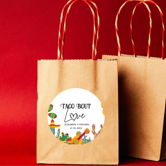 Taco bout love engagement party  classic round sticker (Creator Uploaded)