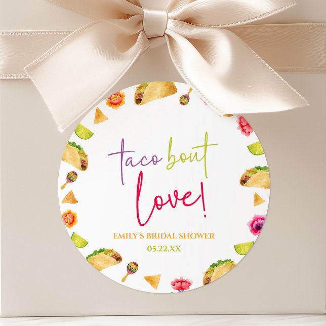 Taco Bout Love! Fiesta Bridal Shower Classic Round Sticker (Creator Uploaded)