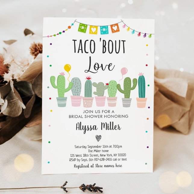 Taco Bout Love Fiesta Cactus Bridal Shower Invitation (Creator Uploaded)