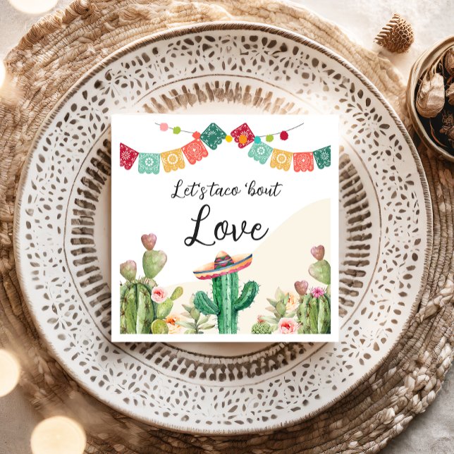 Taco Bout Love Fiesta Cactus Watercolor Shower Napkin (Creator Uploaded)