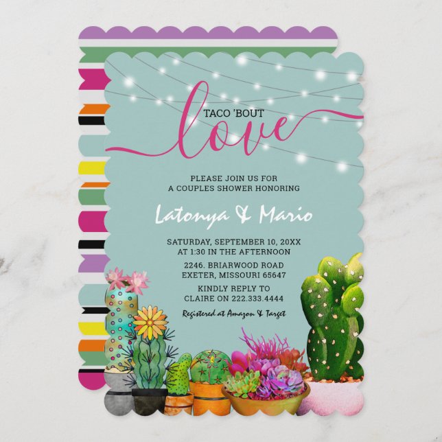 Taco 'bout Love Fiesta Couples Shower Invitation (Front/Back)