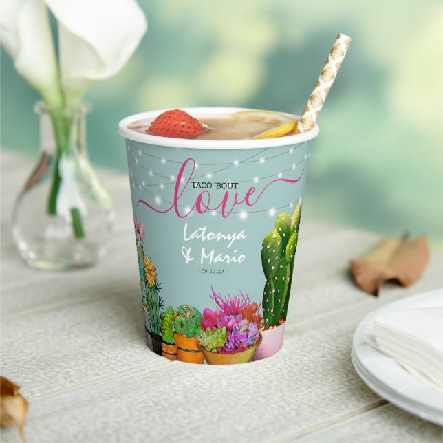 Taco 'bout Love Fiesta Couples Shower Paper Cups (Insitu)
