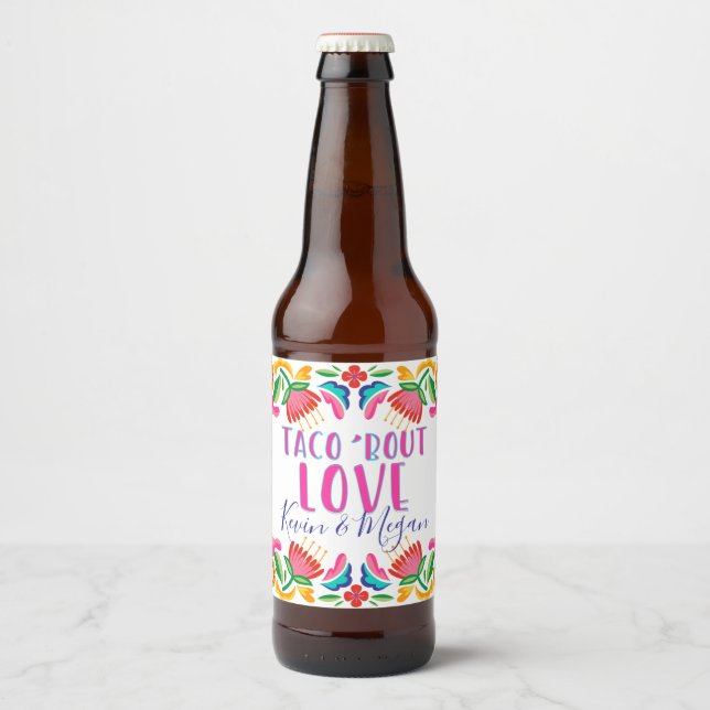 Taco Bout Love Fiesta Party Couples Shower Beer Bo Bottle Label (Front)