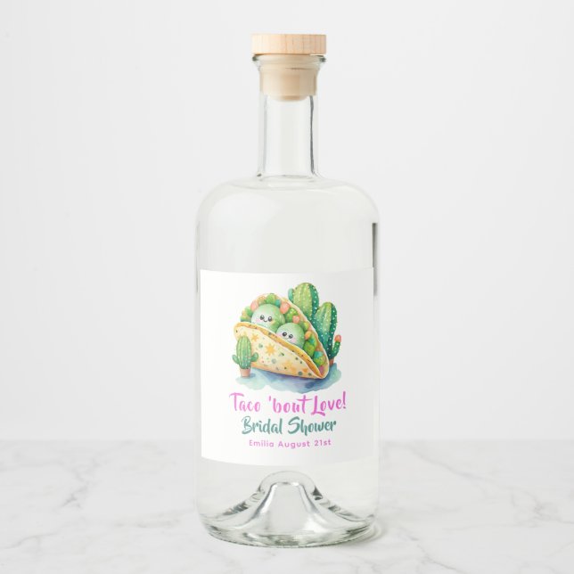 Taco 'Bout Love! Last Party Bridal Shower Liquor Bottle Label (Front)