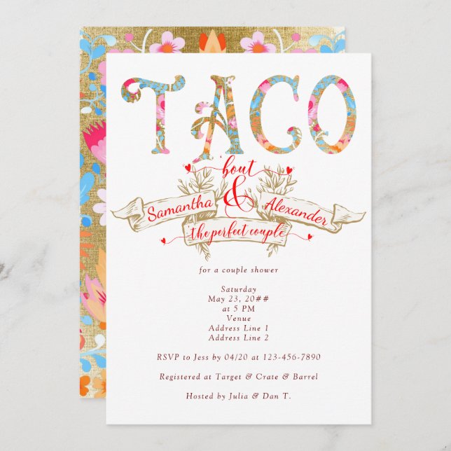 Taco Bout Love Perfect Couple Fiesta Couple Shower Invitation (Front/Back)