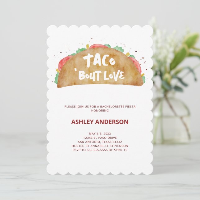 Taco 'Bout Love Wedding Bachelorette Fiesta Invitation (Standing Front)