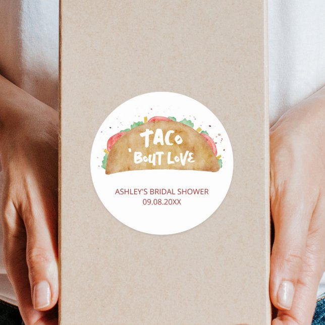 Taco 'Bout Love Wedding Bridal Shower Fiesta Classic Round Sticker (Creator Uploaded)