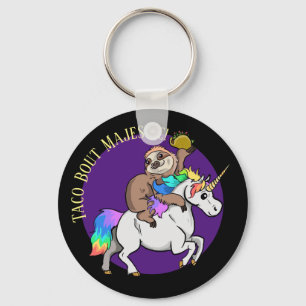 Taco Bout Majestic Sloth Riding Unicorn Key Ring