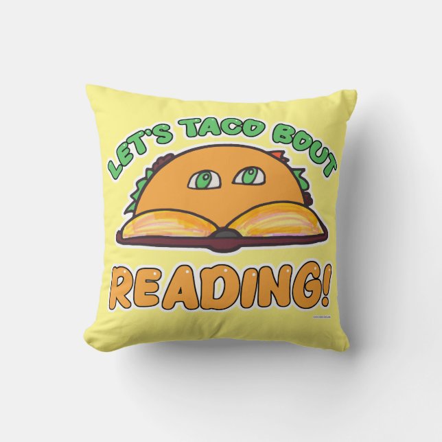 Taco Bout Reading Funny Book Food Art Cushion (Front)