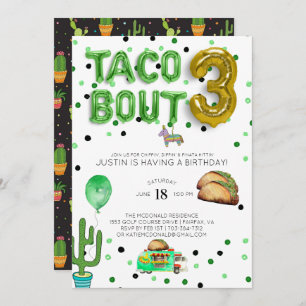 Taco Bout Three   Third Birthday Invitation