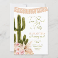 Taco Cactus First Birthday Invitation