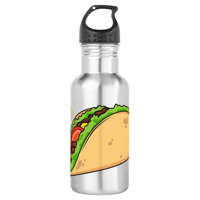 Taco cartoon illustration 532 ml water bottle (Front)