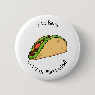 Taco cartoon illustration 6 cm round badge