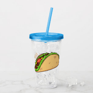 Taco cartoon illustration acrylic tumbler