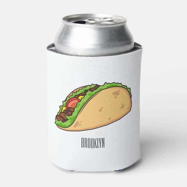 Taco cartoon illustration  can cooler (Can Front)