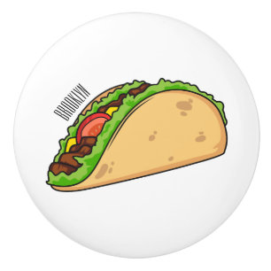 Taco cartoon illustration  ceramic knob