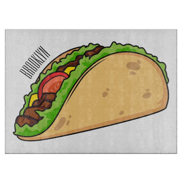 Taco cartoon illustration cutting board (Front)