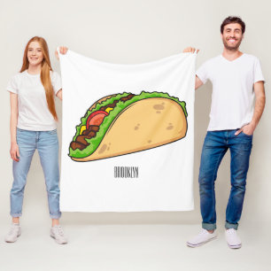 Taco cartoon illustration fleece blanket