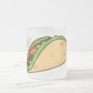 Taco cartoon illustration frosted glass coffee mug
