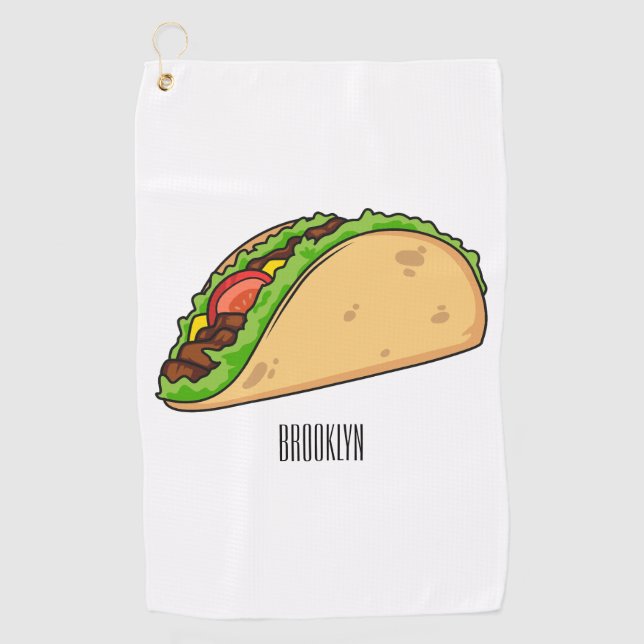 Taco cartoon illustration golf towel (Front)