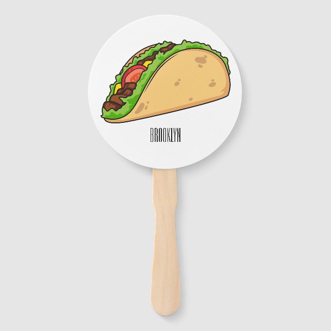 Taco cartoon illustration hand fan (Front)