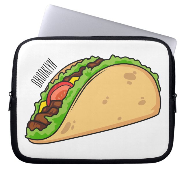 Taco cartoon illustration  laptop sleeve (Front)