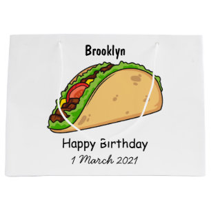 Taco cartoon illustration large gift bag
