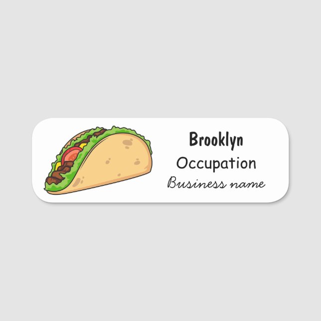 Taco cartoon illustration name tag (Front)