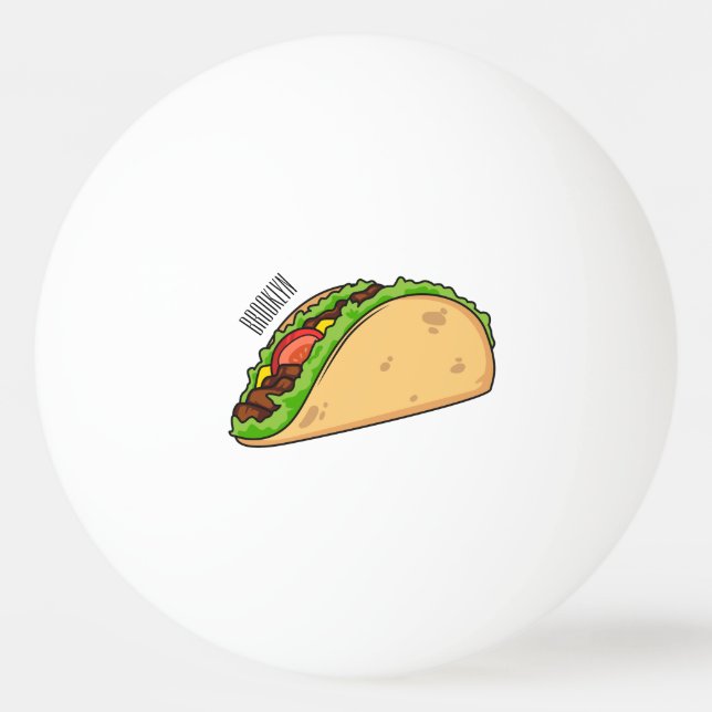 Taco cartoon illustration ping pong ball (Front)