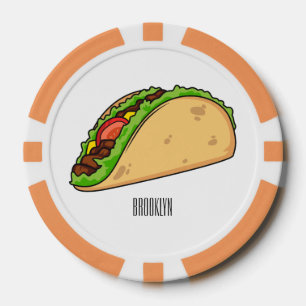 Taco cartoon illustration poker chips