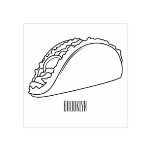 Taco cartoon illustration rubber stamp