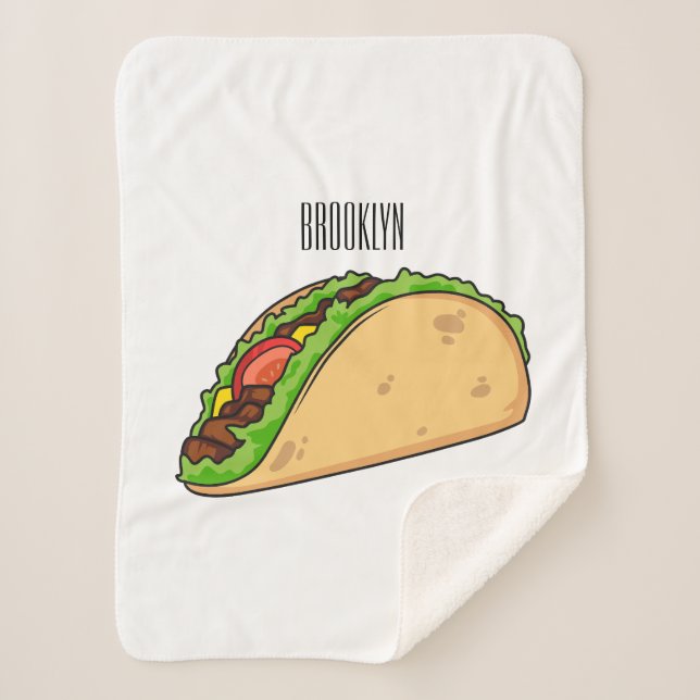 Taco cartoon illustration  sherpa blanket (Front)