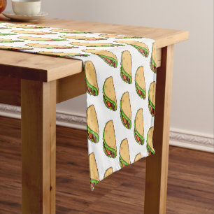 Taco cartoon illustration short table runner