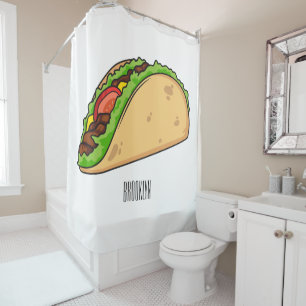 Taco cartoon illustration shower curtain