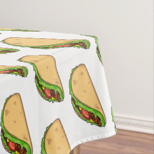 Taco cartoon illustration tablecloth