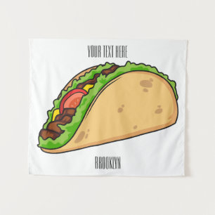 Taco cartoon illustration tapestry