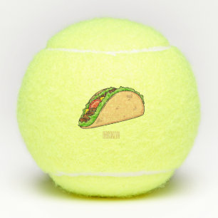 Taco cartoon illustration tennis balls