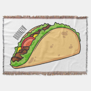 Taco cartoon illustration  throw blanket