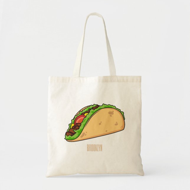 Taco cartoon illustration  tote bag (Front)