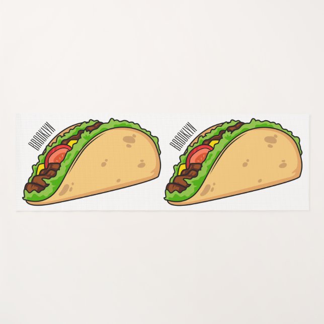 Taco cartoon illustration yoga mat (Front (Horizontal))