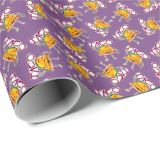 taco cartoon style funny illustration wrapping paper