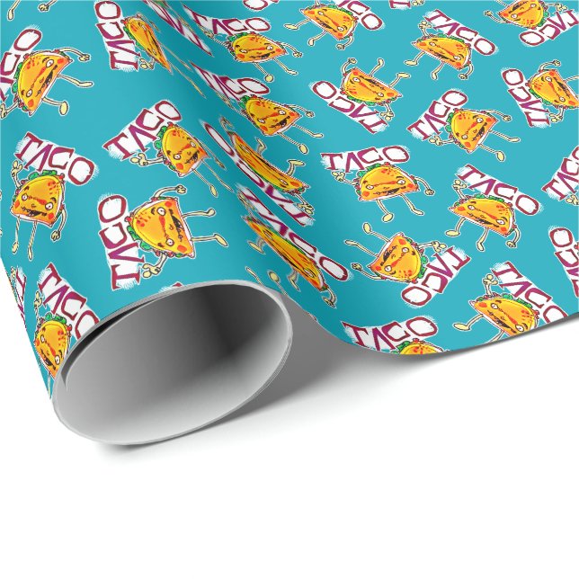 taco cartoon style funny illustration wrapping paper (Roll Corner)