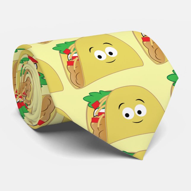 Taco Cartoon Tie (Rolled)