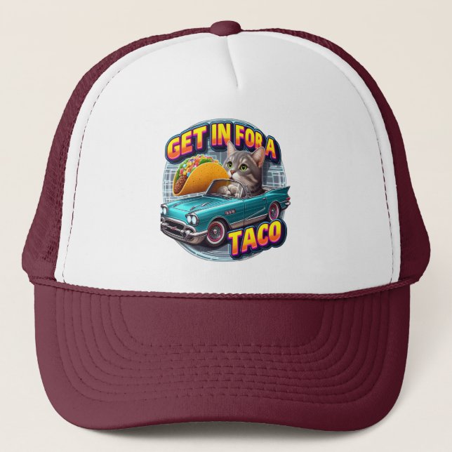 Taco Cat Cruising Trucker Hat (Front)